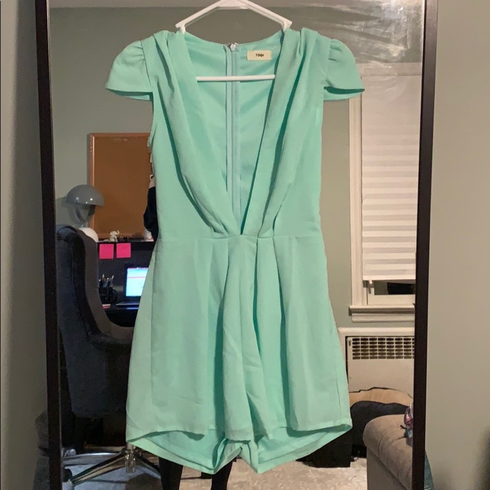 Tobi mint green deep V romper. Never worn.